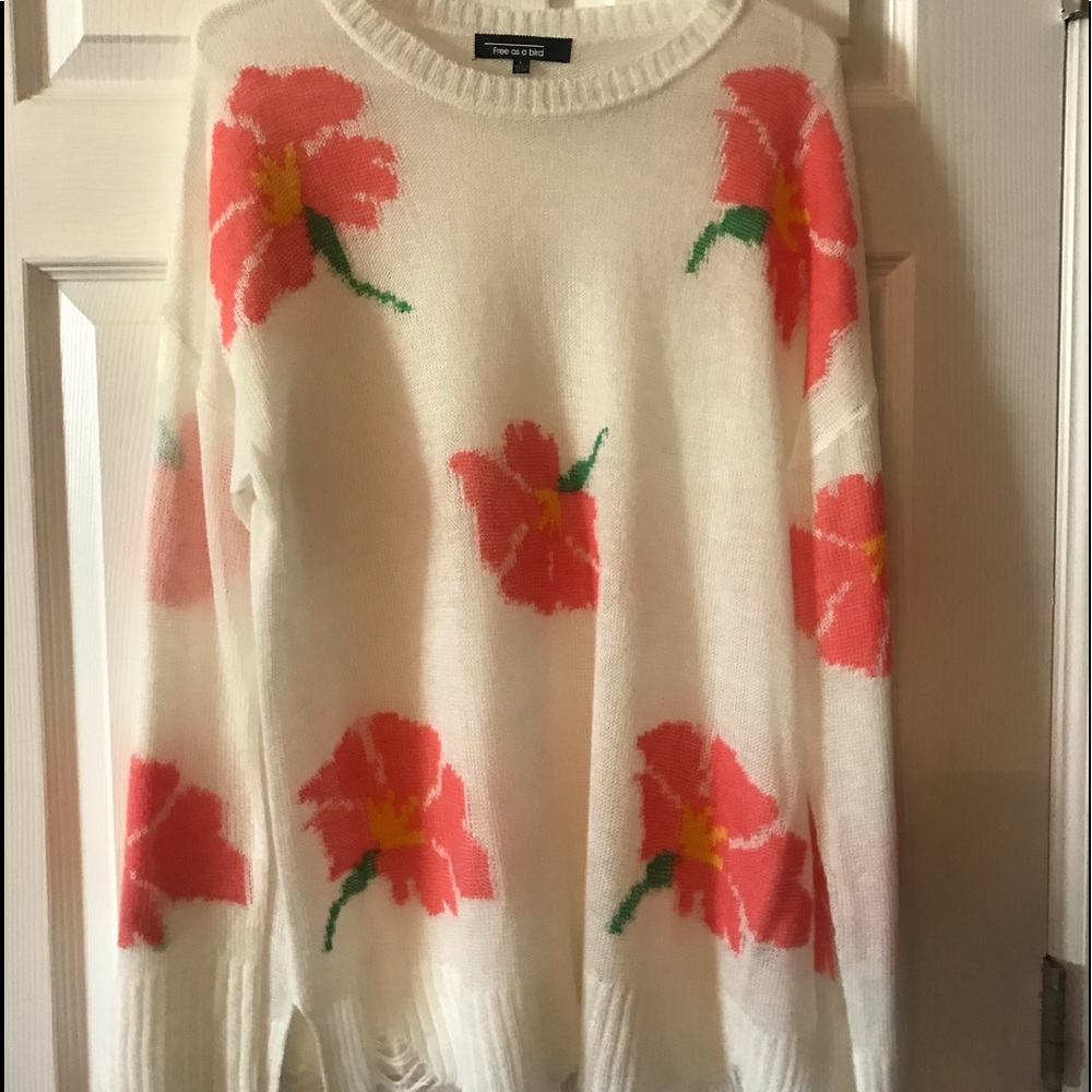 Sweater- FREE AS A BIRD- distressed